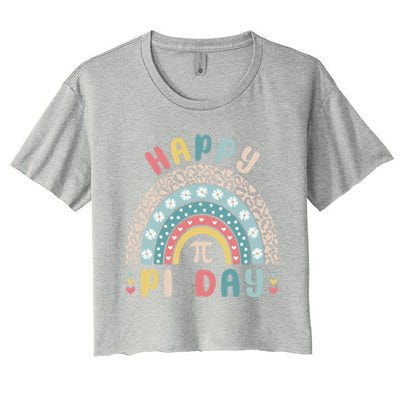 Happy Pi Day Cute Rainbow Mathematic Nerd Funny Math Teacher Gift Women's Crop Top Tee