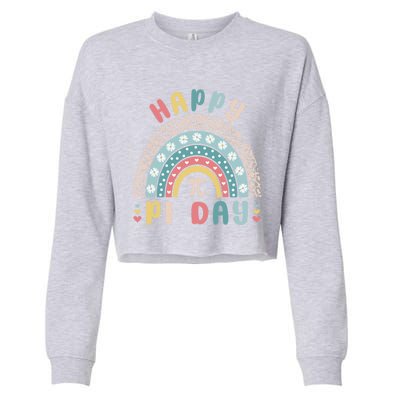 Happy Pi Day Cute Rainbow Mathematic Nerd Funny Math Teacher Gift Cropped Pullover Crew