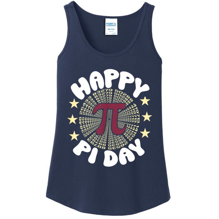 Happy Pi Day Mathematic Math Teacher Gift Leopard Rainbow Ladies Essential Tank