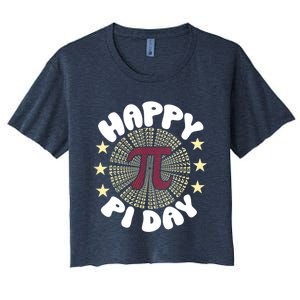 Happy Pi Day Mathematic Math Teacher Gift Leopard Rainbow Women's Crop Top Tee