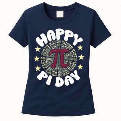 Happy Pi Day Mathematic Math Teacher Gift Leopard Rainbow Womens T-Shirt