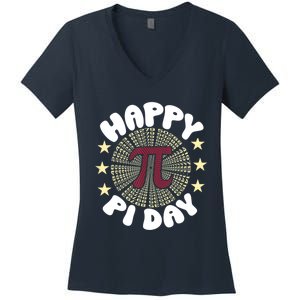 Happy Pi Day Mathematic Math Teacher Gift Leopard Rainbow Women's V-Neck T-Shirt