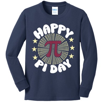 Happy Pi Day Mathematic Math Teacher Gift Leopard Rainbow Kids Long Sleeve Shirt