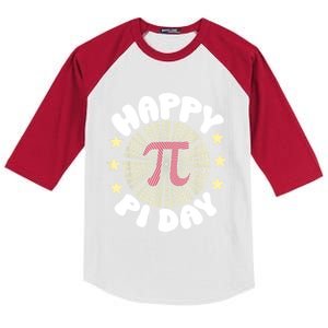 Happy Pi Day Mathematic Math Teacher Gift Leopard Rainbow Kids Colorblock Raglan Jersey