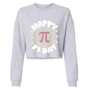 Happy Pi Day Mathematic Math Teacher Gift Leopard Rainbow Cropped Pullover Crew