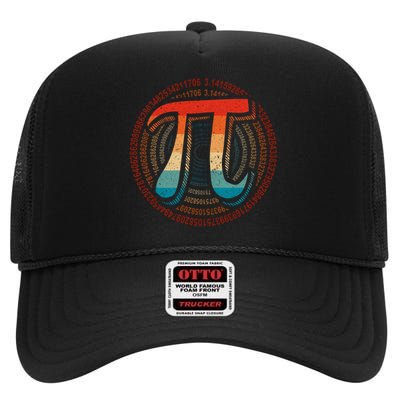 Happy Pi Day 3.14 Funny Pi Spiral Math Lovers Teachers High Crown Mesh Back Trucker Hat