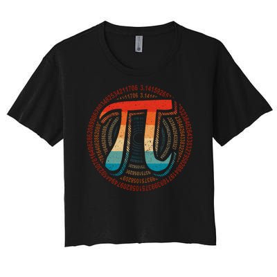 Happy Pi Day 3.14 Funny Pi Spiral Math Lovers Teachers Women's Crop Top Tee