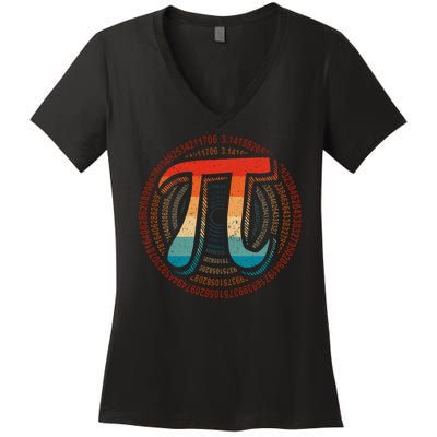 Happy Pi Day 3.14 Funny Pi Spiral Math Lovers Teachers Women's V-Neck T-Shirt