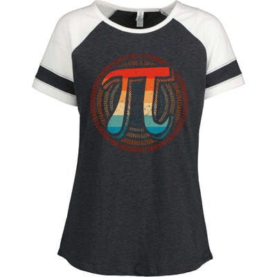 Happy Pi Day 3.14 Funny Pi Spiral Math Lovers Teachers Enza Ladies Jersey Colorblock Tee