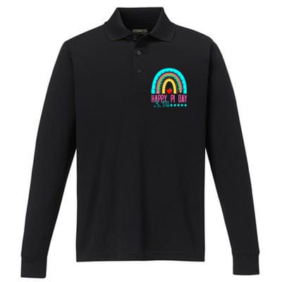 Happy Pi Day Mathematics Math Teacher Rainbow Performance Long Sleeve Polo