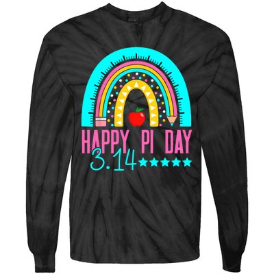 Happy Pi Day Mathematics Math Teacher Rainbow Tie-Dye Long Sleeve Shirt