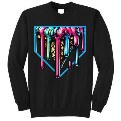 Home Plate Drip Ice Cream Softball & Baseball Sweatshirt