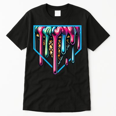 Home Plate Drip Ice Cream Softball & Baseball Tall T-Shirt