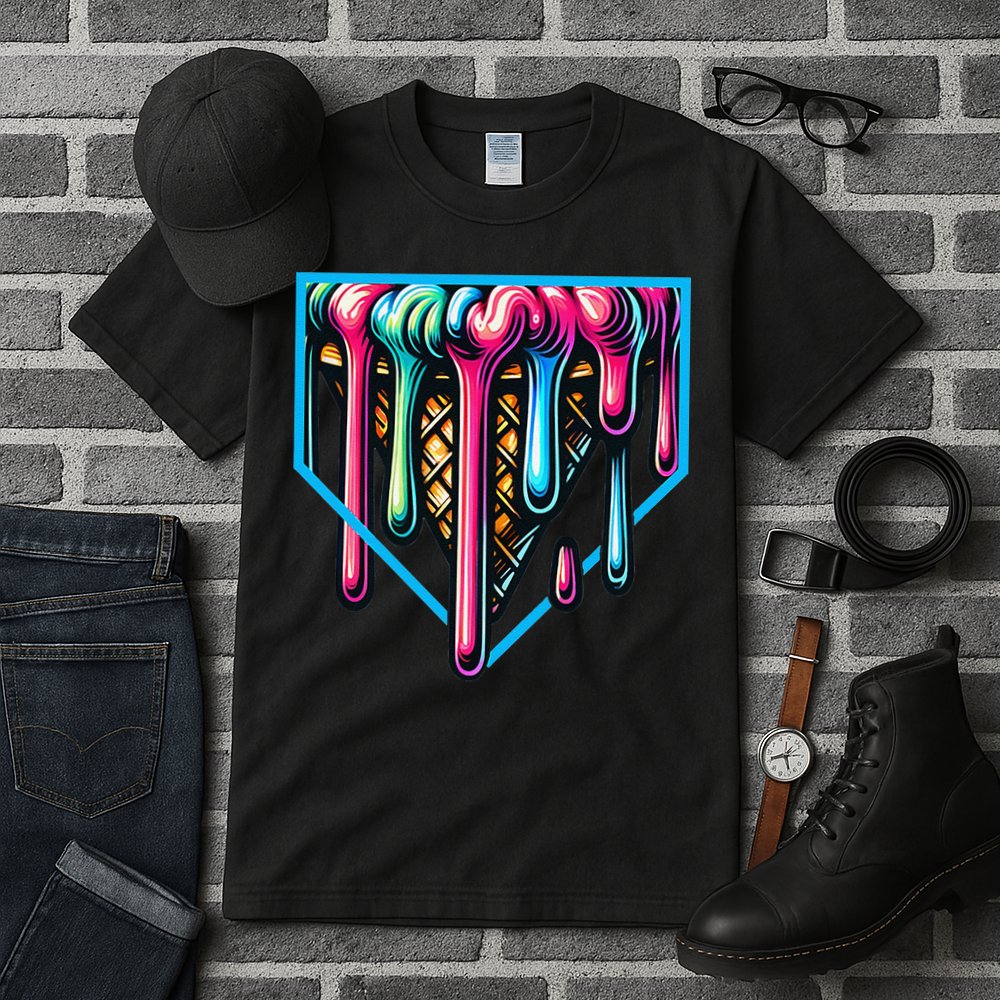 Home Plate Drip Ice Cream Softball & Baseball Tall T-Shirt