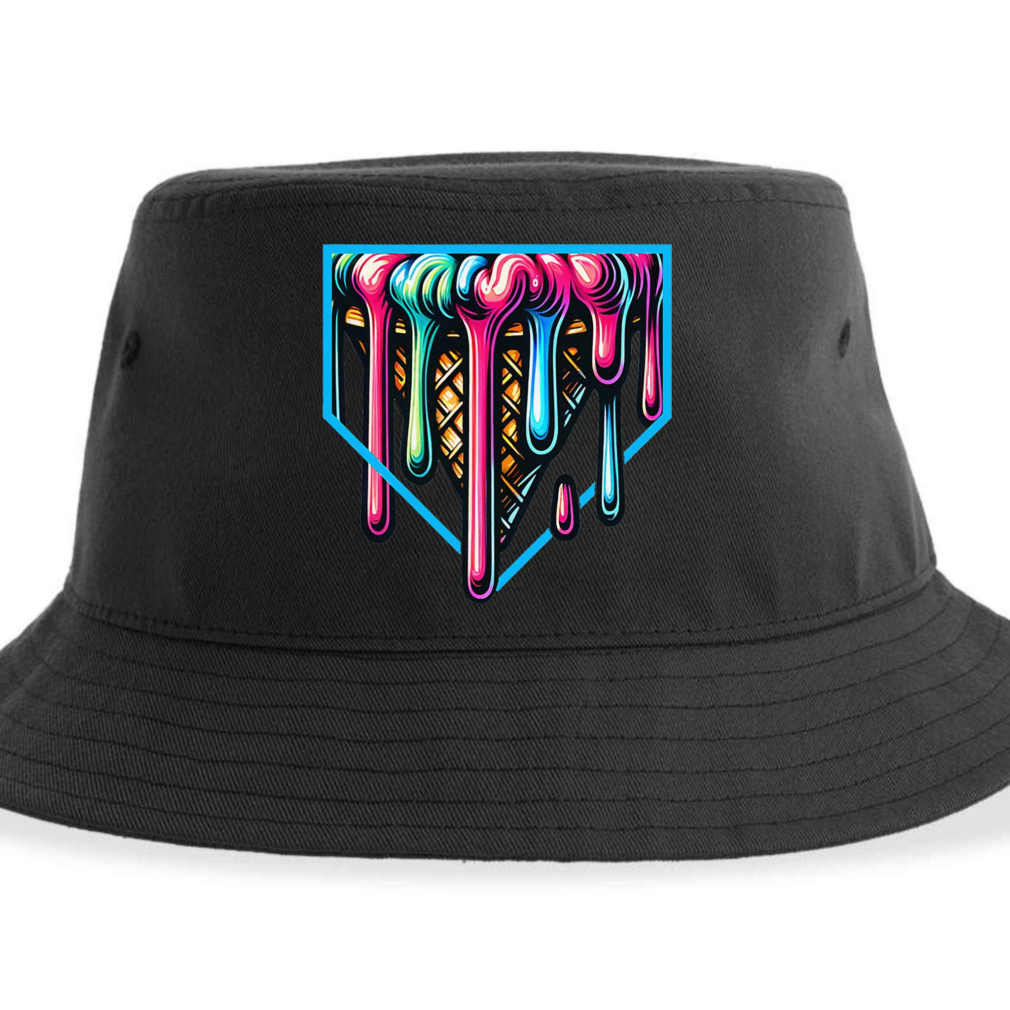 Home Plate Drip Ice Cream Softball & Baseball Sustainable Bucket Hat