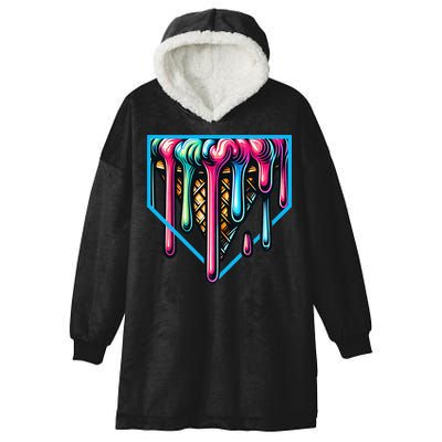 Home Plate Drip Ice Cream Softball & Baseball Hooded Wearable Blanket