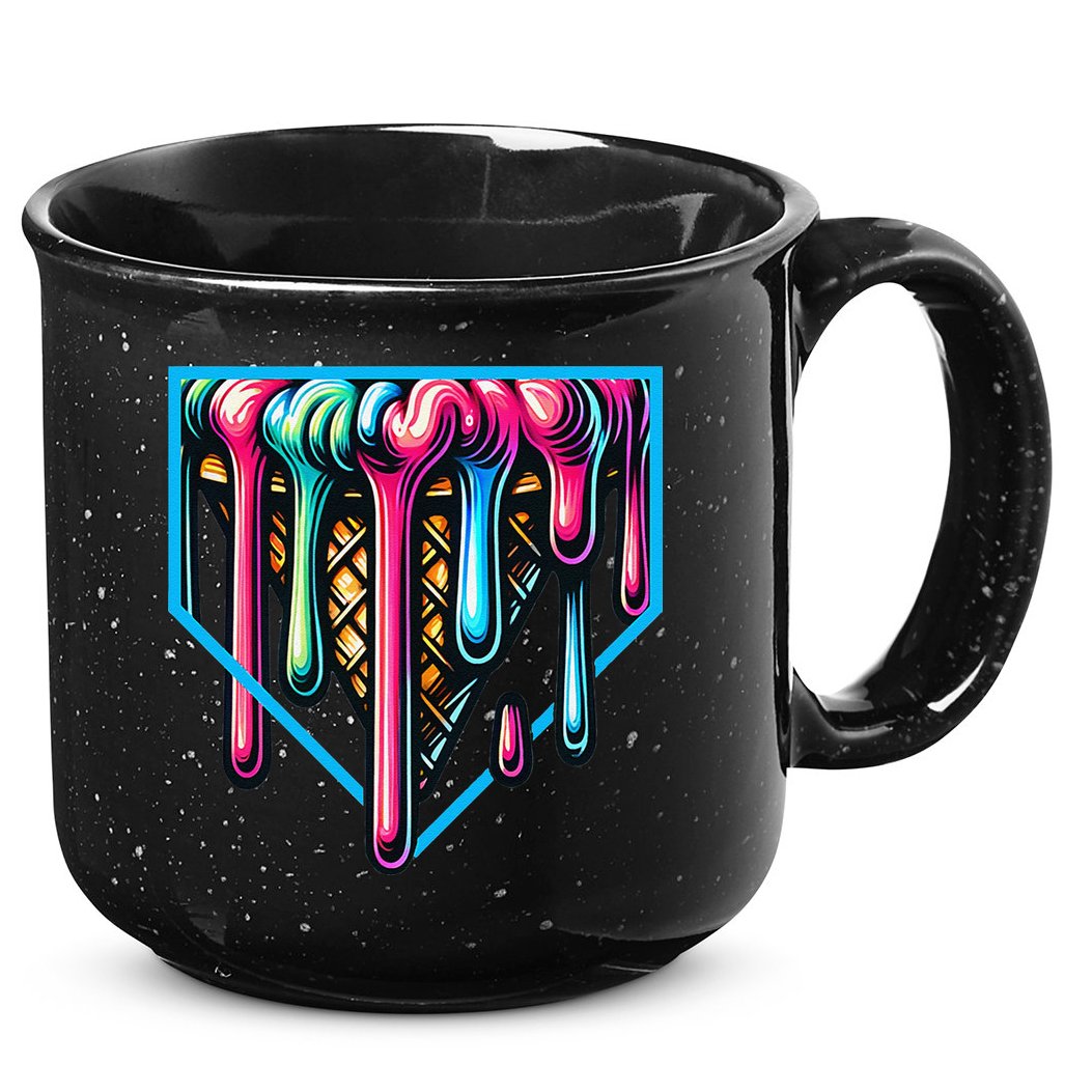 Home Plate Drip Ice Cream Softball & Baseball 15oz Campfire Ceramic Mug