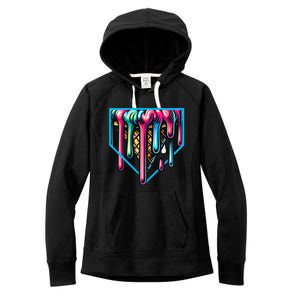 Home Plate Drip Ice Cream Softball & Baseball Women's Fleece Hoodie