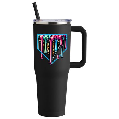 Home Plate Drip Ice Cream Softball & Baseball 40oz Vacuum Insulated Stainless Steel Travel Tumbler