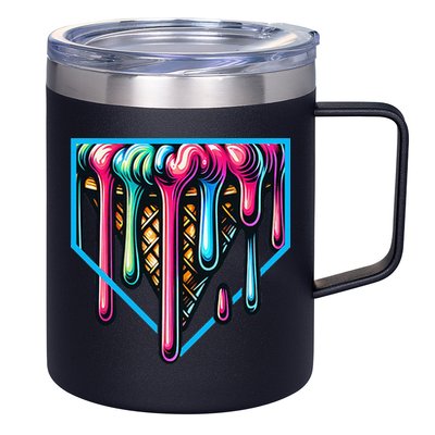 Home Plate Drip Ice Cream Softball & Baseball 12oz Stainless Steel Coffee Mug