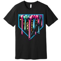 Home Plate Drip Ice Cream Softball & Baseball Premium T-Shirt