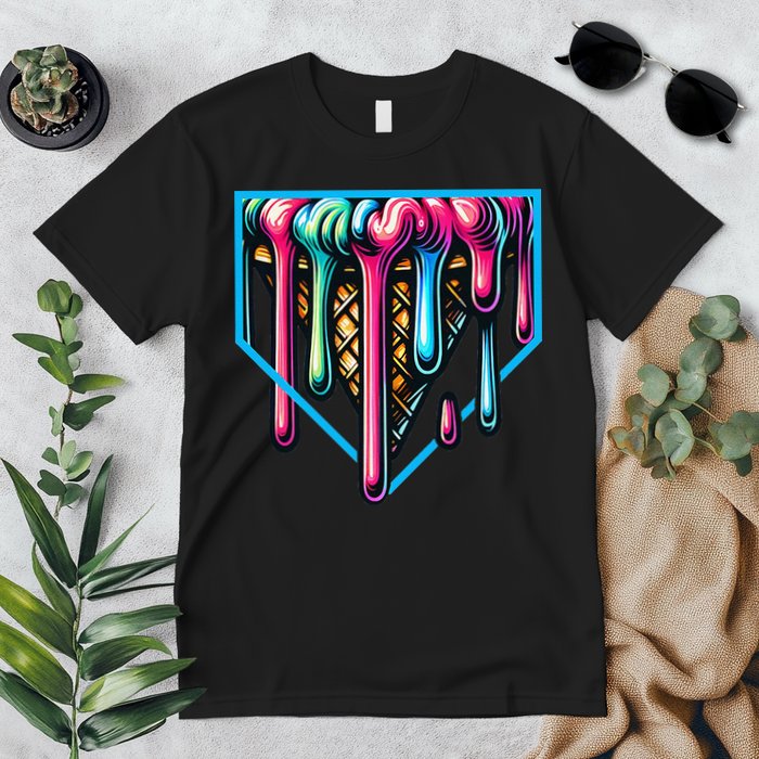 Home Plate Drip Ice Cream Softball & Baseball Premium T-Shirt