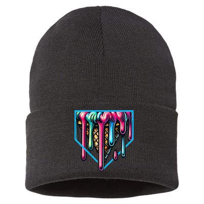 Home Plate Drip Ice Cream Softball & Baseball Sustainable Knit Beanie