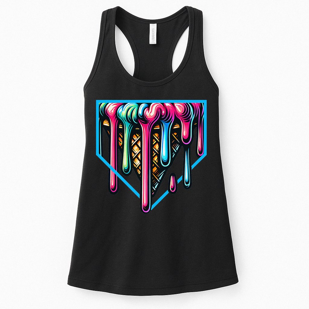 Home Plate Drip Ice Cream Softball & Baseball Womens Tank Top