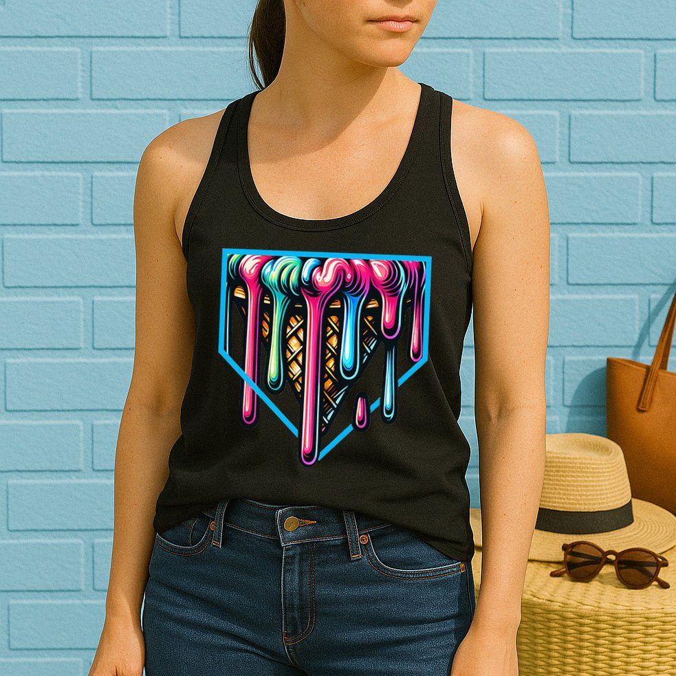 Home Plate Drip Ice Cream Softball & Baseball Womens Tank Top