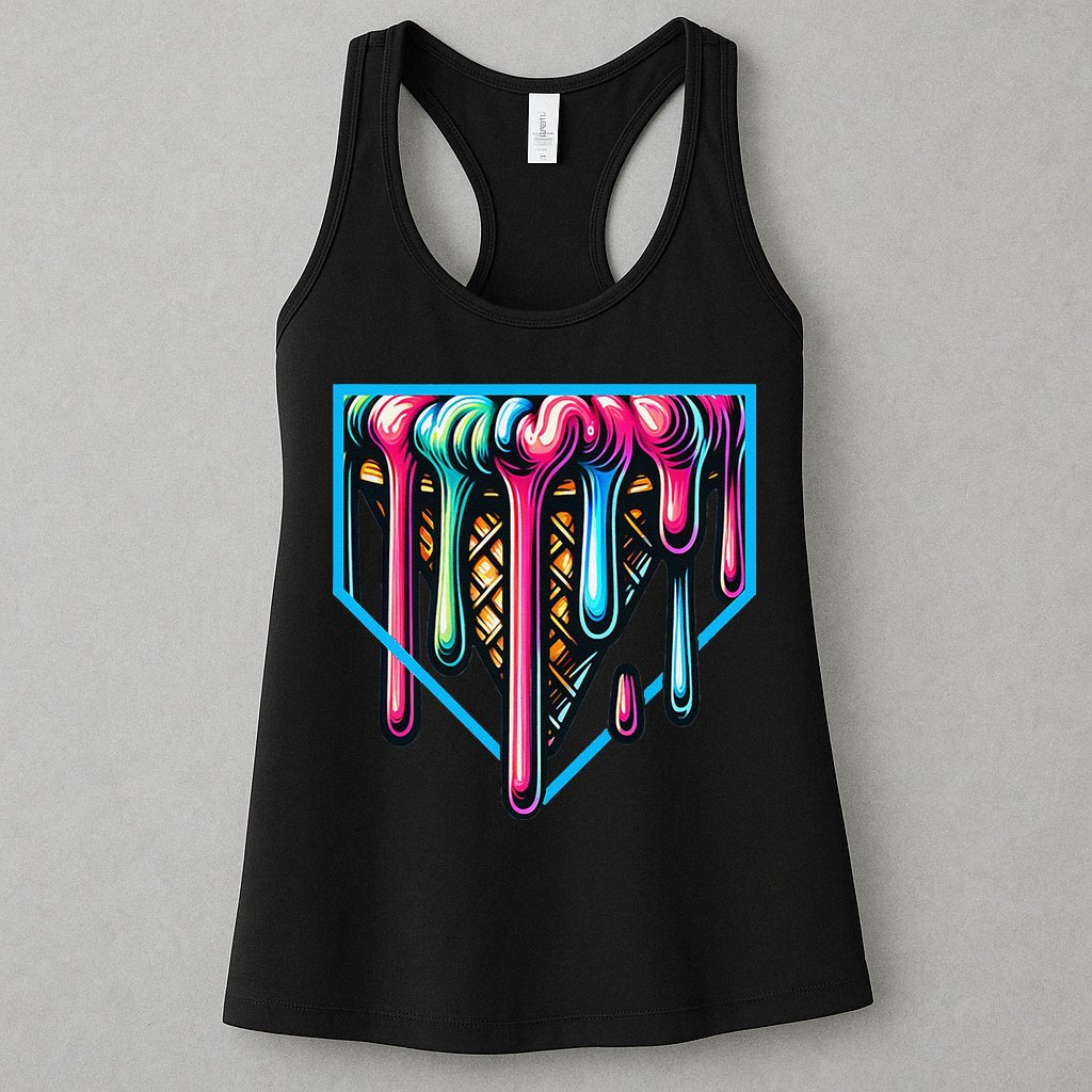 Home Plate Drip Ice Cream Softball & Baseball Womens Tank Top