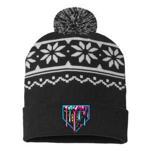 Home Plate Drip Ice Cream Softball & Baseball USA-Made Snowflake Beanie