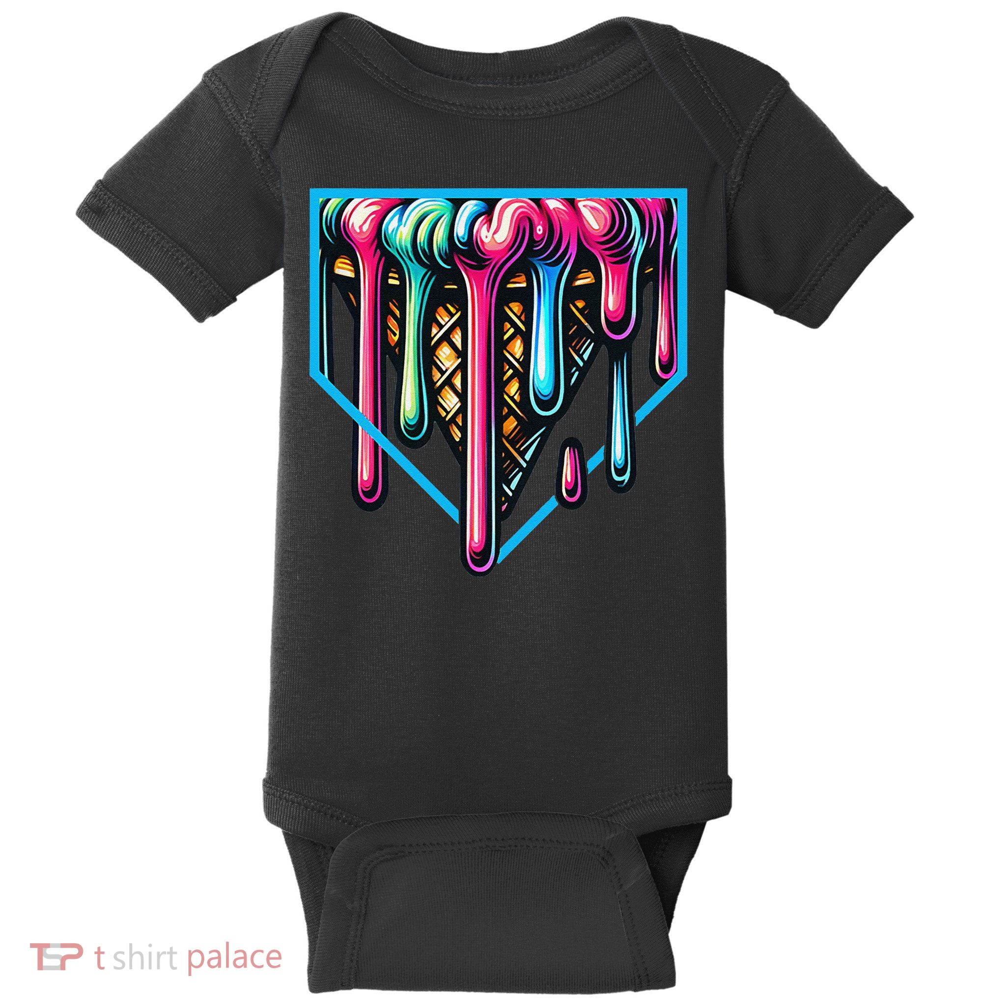 Home Plate Drip Ice Cream Softball & Baseball Baby Bodysuit