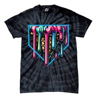 Home Plate Drip Ice Cream Softball & Baseball Tie-Dye T-Shirt