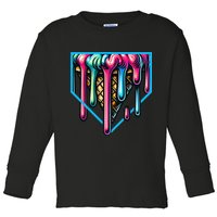 Home Plate Drip Ice Cream Softball & Baseball Toddler Long Sleeve Shirt
