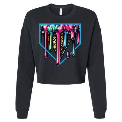 Home Plate Drip Ice Cream Softball & Baseball Cropped Pullover Crew