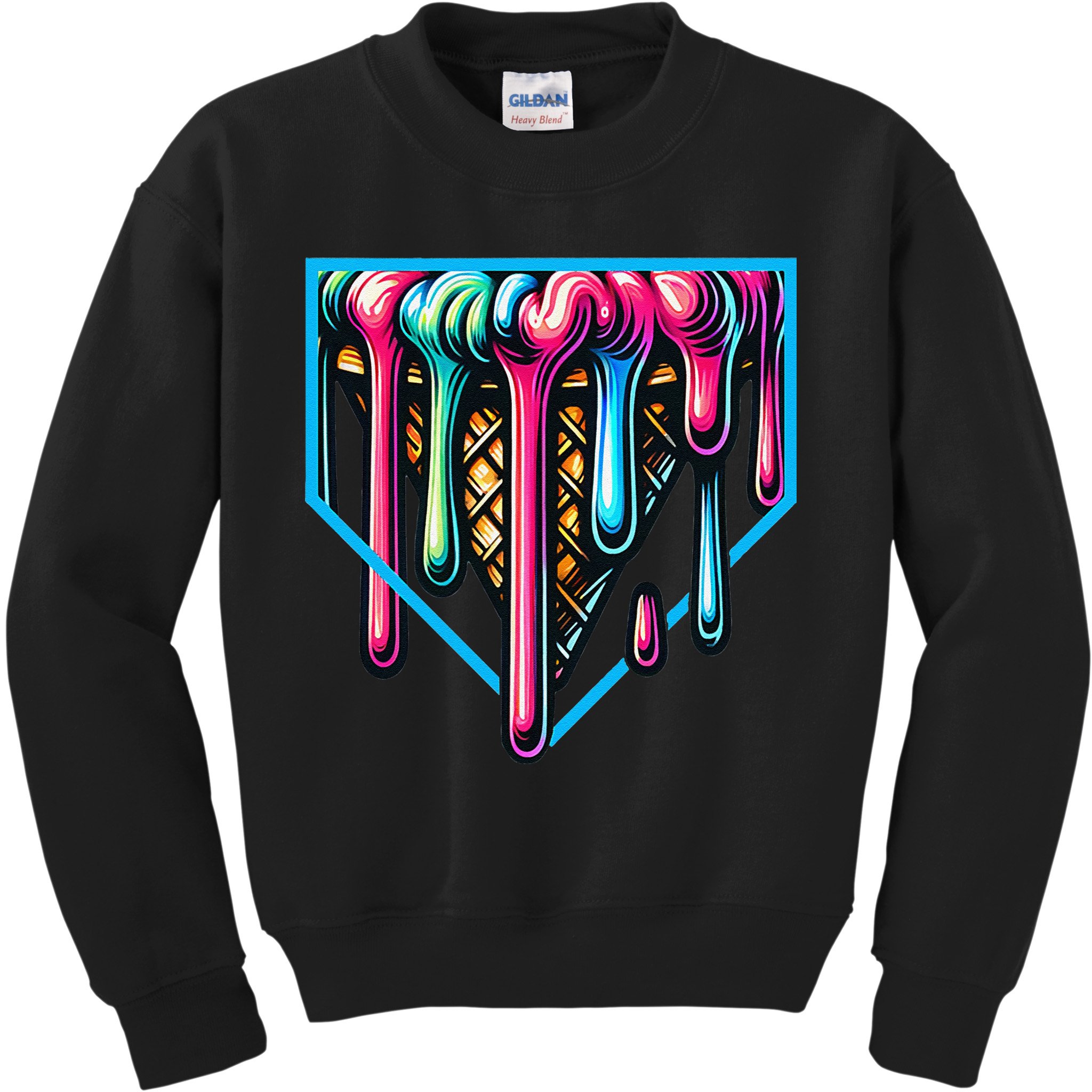 Home Plate Drip Ice Cream Softball & Baseball Kids Sweatshirt