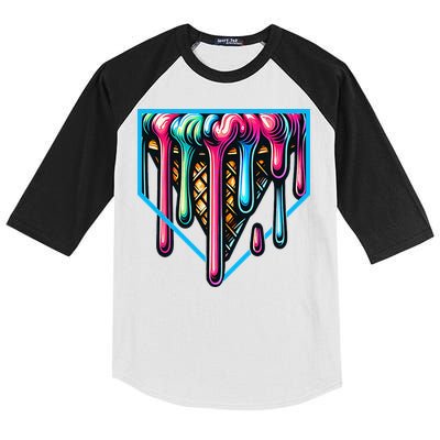 Home Plate Drip Ice Cream Softball & Baseball Kids Colorblock Raglan Jersey