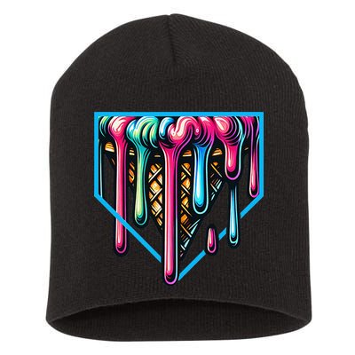 Home Plate Drip Ice Cream Softball & Baseball Short Acrylic Beanie