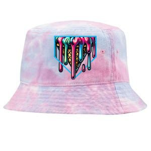 Home Plate Drip Ice Cream Softball & Baseball Tie-Dyed Bucket Hat