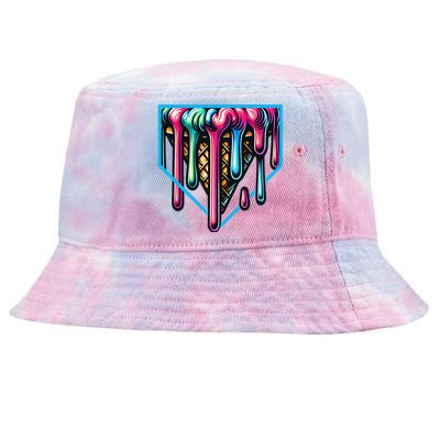 Home Plate Drip Ice Cream Softball & Baseball Tie-Dyed Bucket Hat