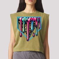 Home Plate Drip Ice Cream Softball & Baseball Garment-Dyed Women's Muscle Tee