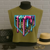 Home Plate Drip Ice Cream Softball & Baseball Garment-Dyed Women's Muscle Tee