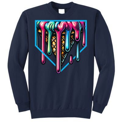 Home Plate Drip Ice Cream Softball & Baseball Tall Sweatshirt