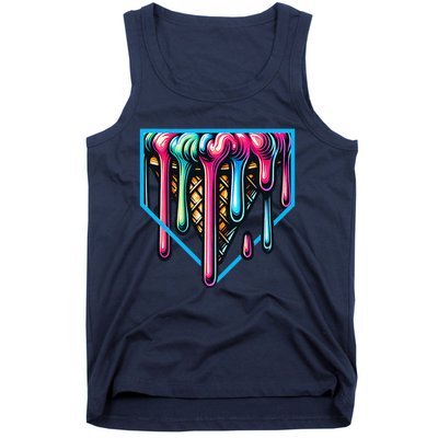 Home Plate Drip Ice Cream Softball & Baseball Tank Top