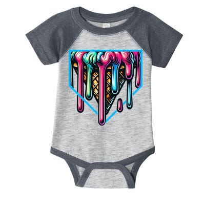 Home Plate Drip Ice Cream Softball & Baseball Infant Baby Jersey Bodysuit
