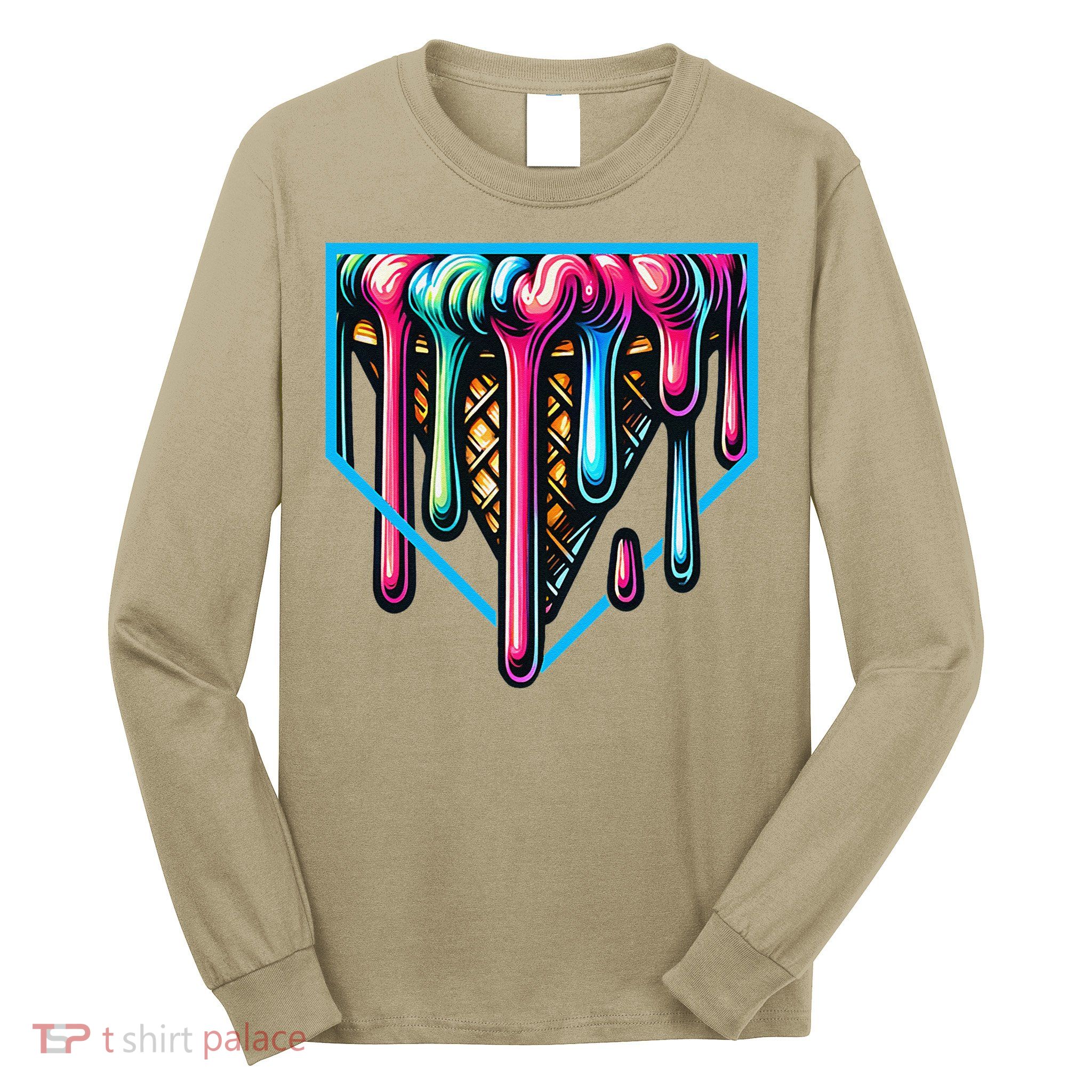 Home Plate Drip Ice Cream Softball & Baseball Long Sleeve Shirt