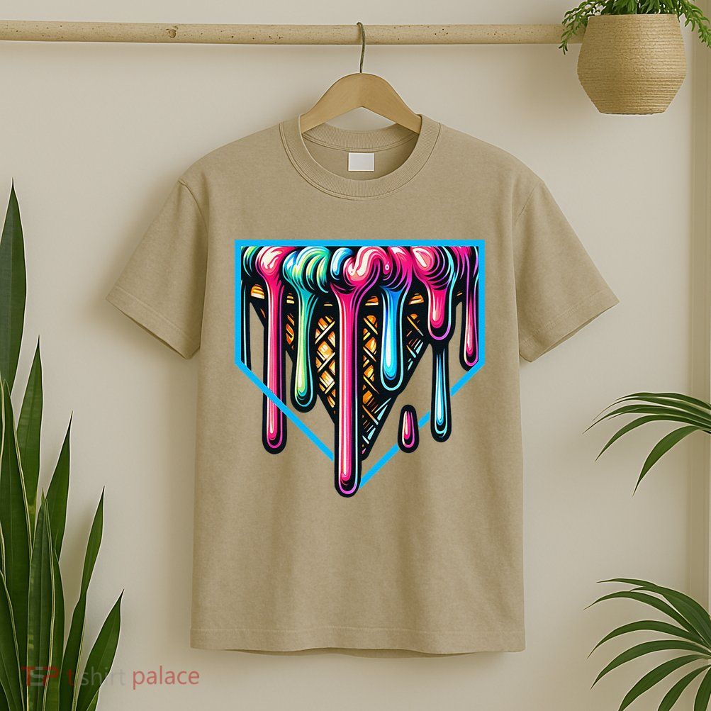 Home Plate Drip Ice Cream Softball & Baseball T-Shirt