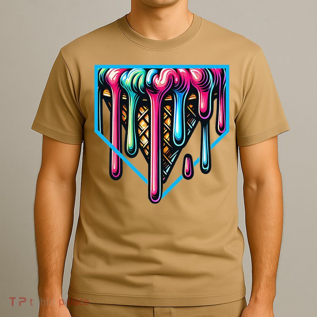 Home Plate Drip Ice Cream Softball & Baseball T-Shirt