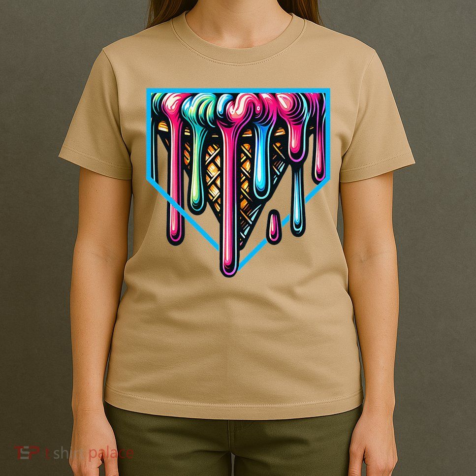 Home Plate Drip Ice Cream Softball & Baseball T-Shirt