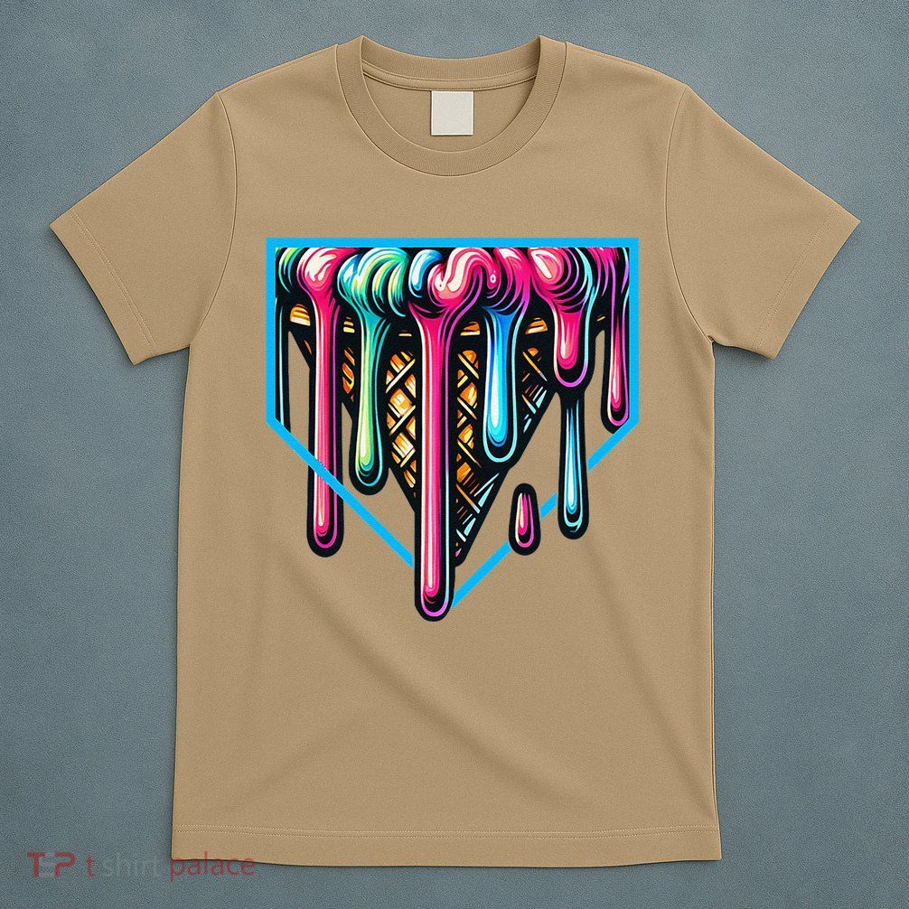 Home Plate Drip Ice Cream Softball & Baseball T-Shirt